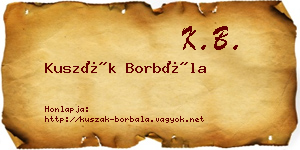 Kuszák Borbála névjegykártya