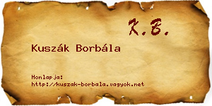 Kuszák Borbála névjegykártya